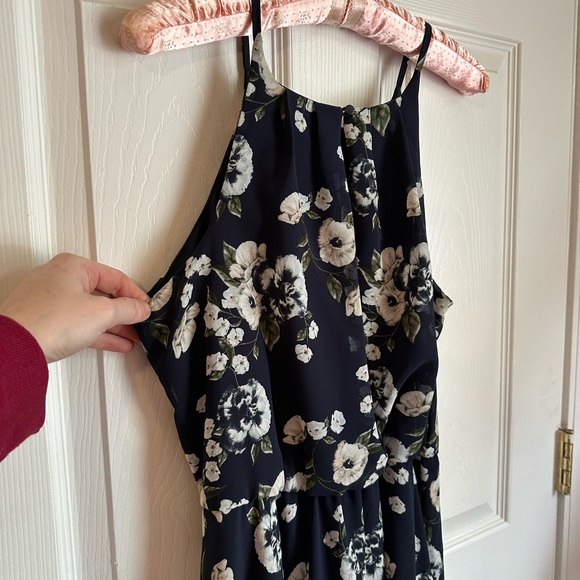 Women’s Navy Floral Fit & Flare Spring & Summer Party Dress Size Medium - Picture 5 of 11